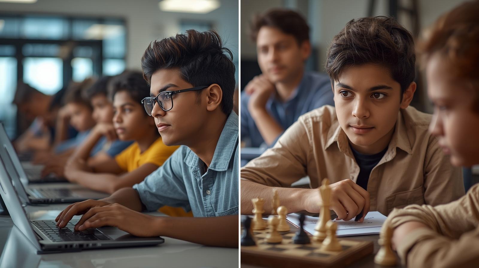 Focused students learning carefully in a clean classroom